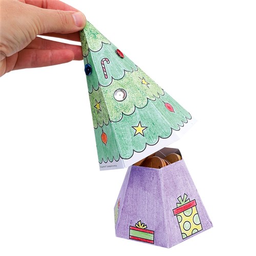 Cardboard Christmas Tree Gift Boxes - Pack of 10