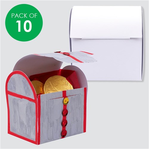 Cardboard Treasure Chests - White - Pack of 10