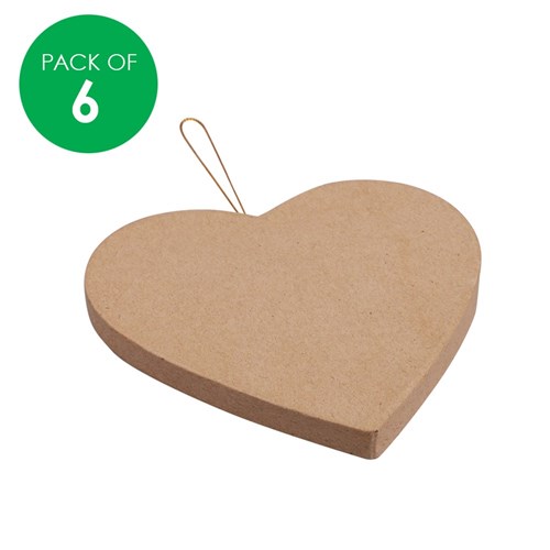 Papier Mache Heart Ornaments - Pack of 6