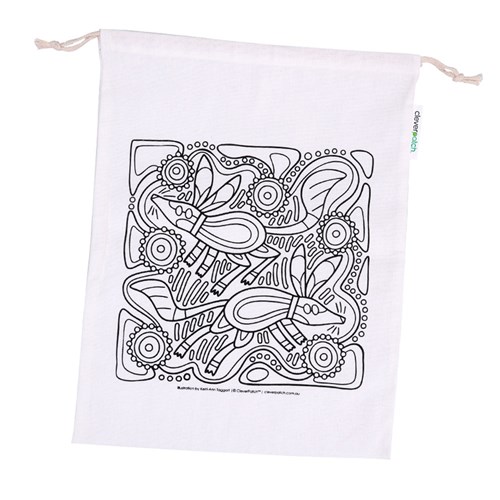 Indigenous Designed Printed Drawstring Bag - Bilby - Each