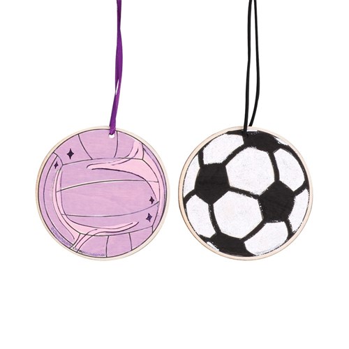 Printed Wooden Sport Ball Shapes - Pack of 12