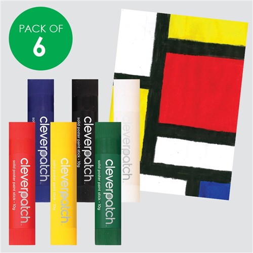 CleverPatch Poster Paint Sticks - Coloured - 10g - Pack of 6