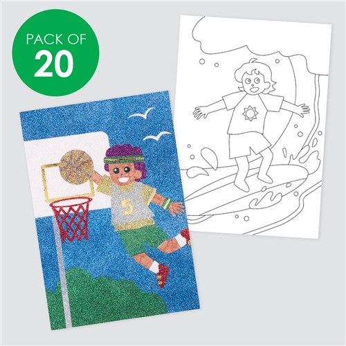 Sports Sticky Art Sheets - Pack of 20