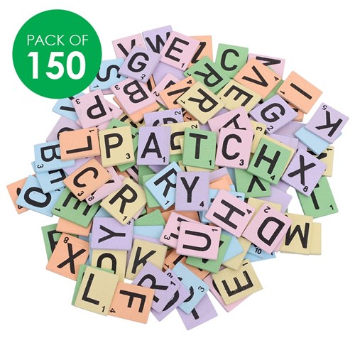 Wooden Alphabet Tiles - Pastel - Pack of 150
