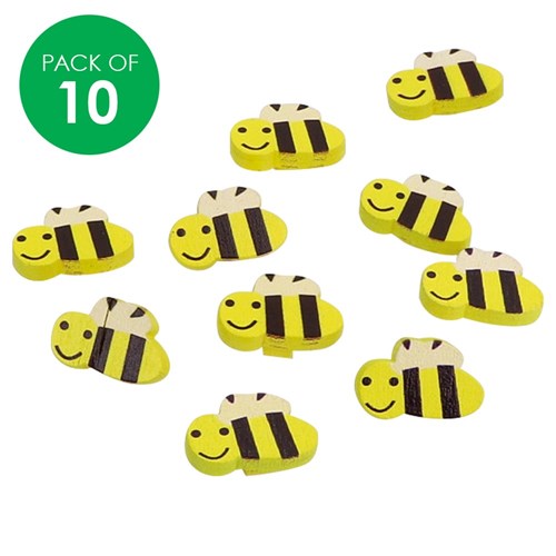 Wooden Bee Beads - Pack of 10