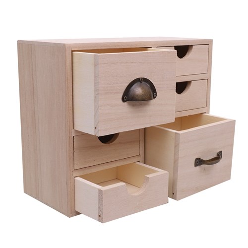 Wooden Desk Organiser - 6 Drawers