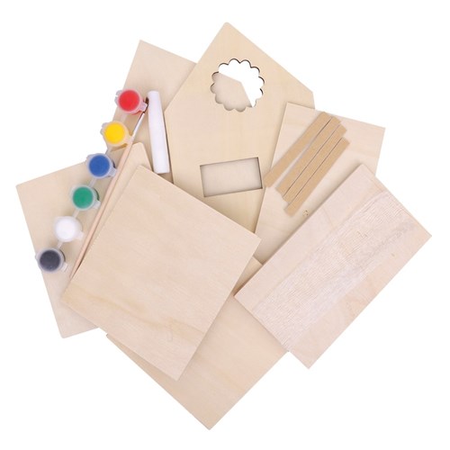 Wooden Birdhouse Construction Kit with Paint